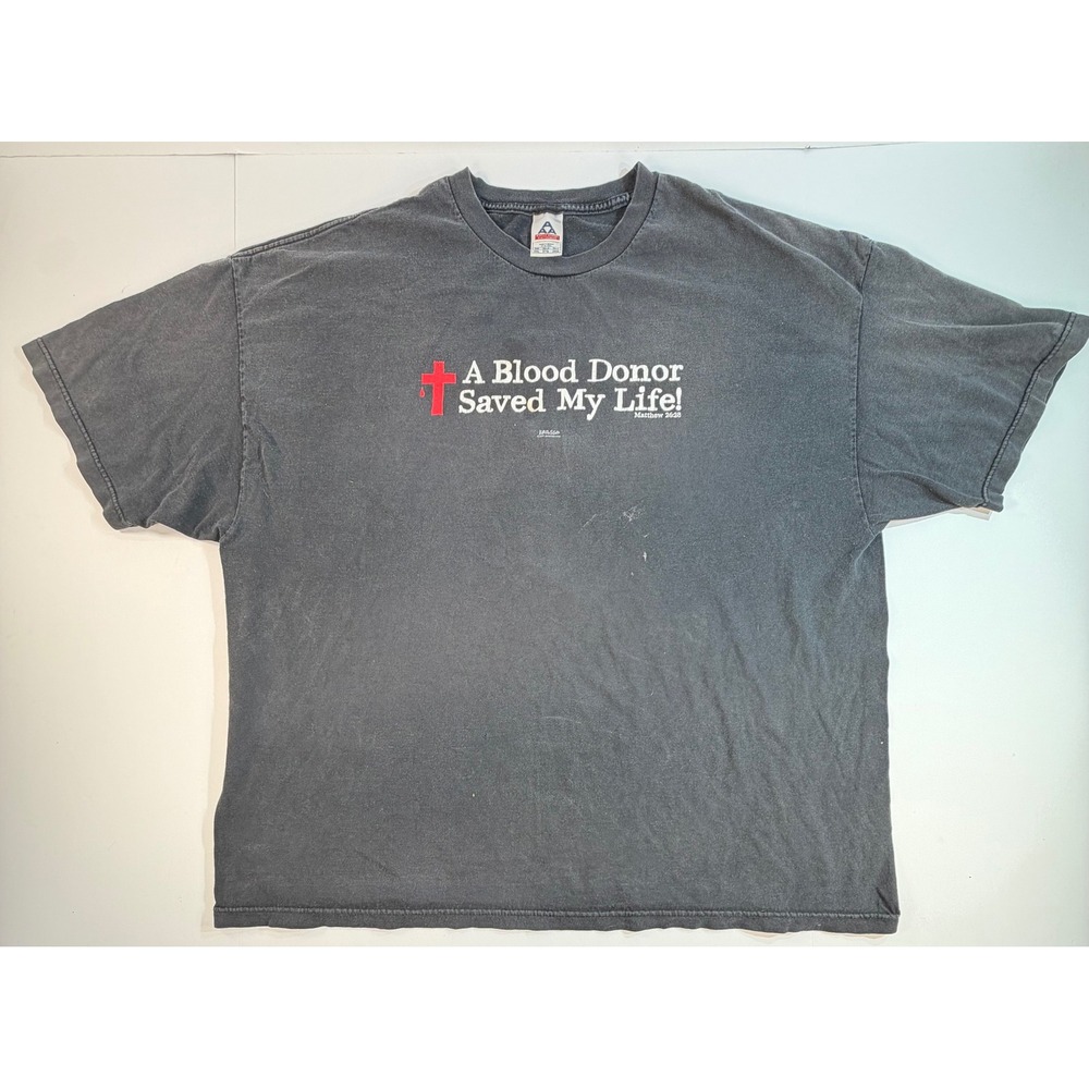 Vintage 2005 Kerusso Christian T Shirt Mens 3XL Black Blood Donor Saved My Life
